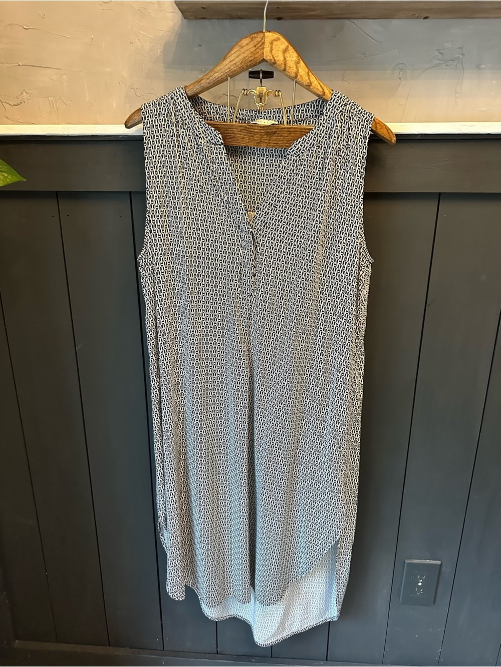 Alex & Lili Black & White Chain Link Print Sleeveless V Neck Midi Dress XL